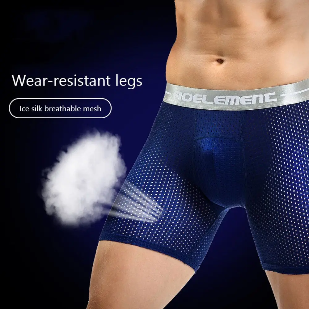 Men Boxers Short Underwear Ice Silk Man Panties Mesh Sports Underpantes