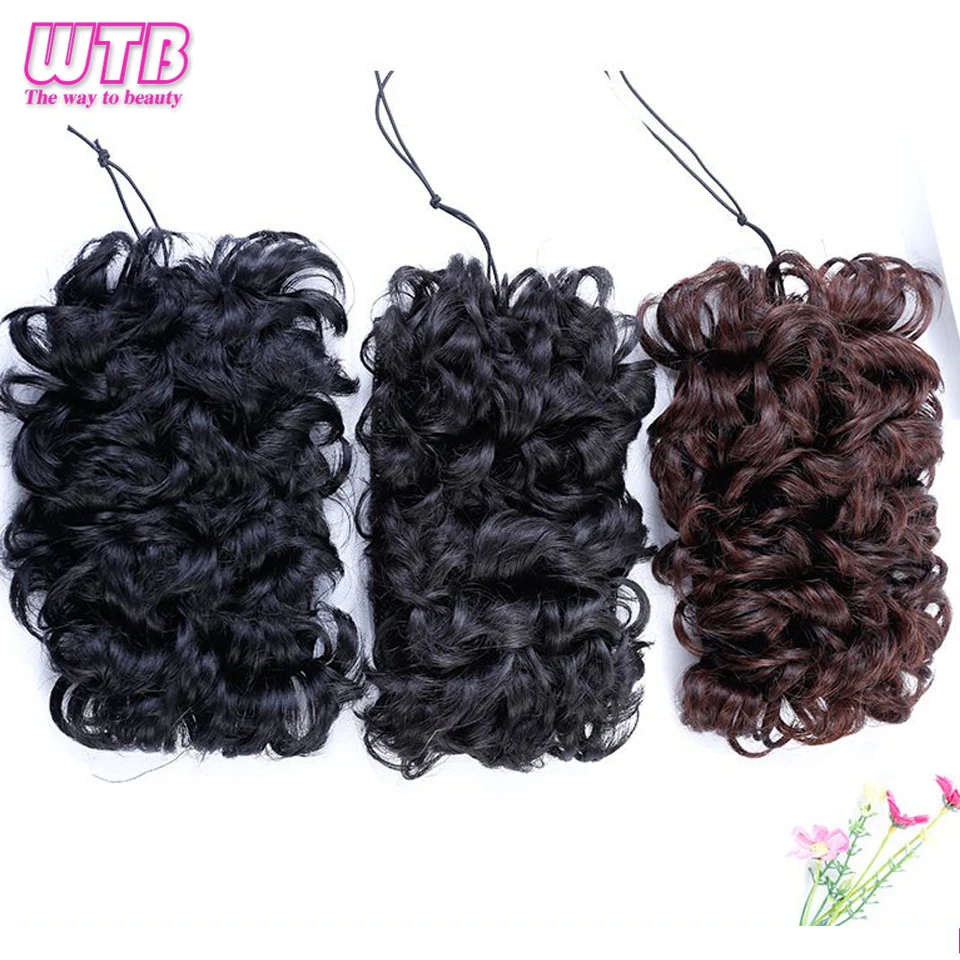 WTB Synthetic Wavy  Comb Clip In Hair Pieces Chignon Elastic Band Chignon Hair Extensions for Women Hair Accessory