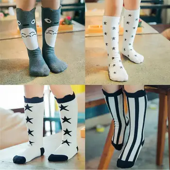 

0 - 6 Years Children's Socks Fashion Creative Cartoon Animal Baby Stripes Hosiery Boy Girl Pure Cotton Leg Warmers Long Socks
