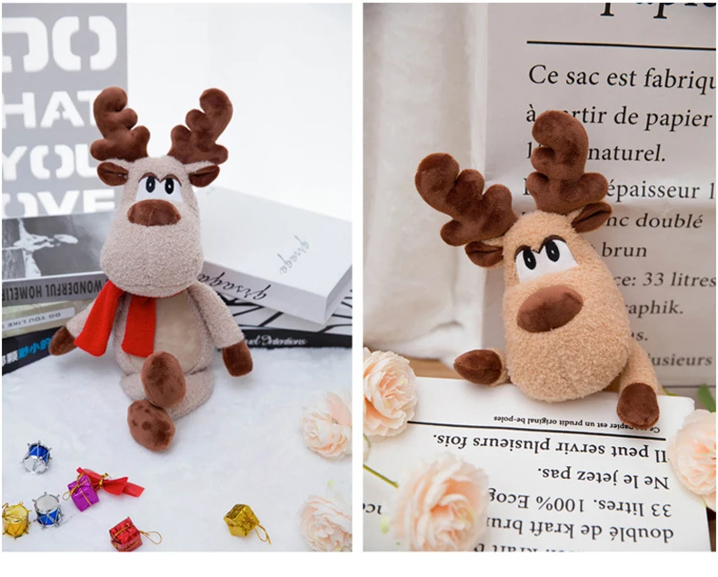 Scarf Reindeer Cute Elk Plush Doll high quality stuffed Toy Christmas Decoration soft Gift for kids