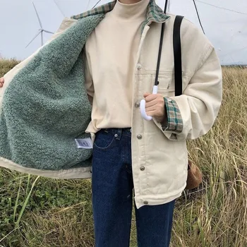 

Jeans Jacket Women Winter New Korean Version Plus Thick Velvet Jacket Stitching Hong Kong-Style Top Denim Coat Women's