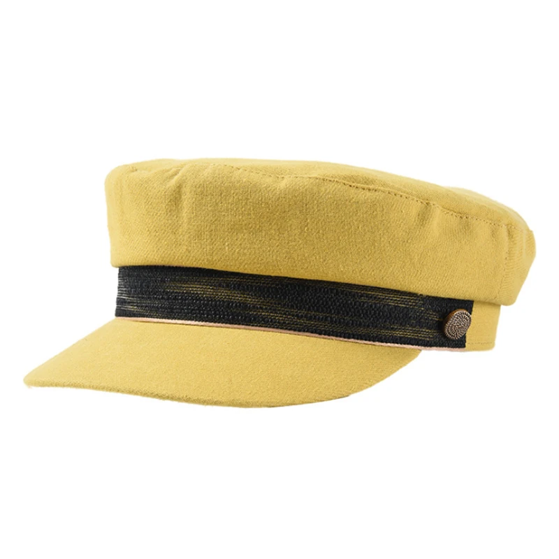yellow Женская летняя шерстяная шляпа в морском стиле на плоской подошве, осенняя и зимняя Кепка, Модный берет - Цвет: yellow