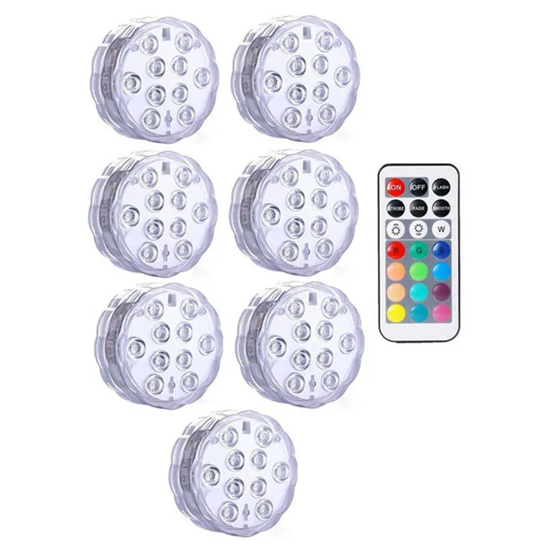 10 светодиодный s RGB погружной светодиодный фонарь для использования под водой светодиодный ночник чайная ваза-лампа аквариум для бассейна свет для сада Weddin - Испускаемый цвет: 7 lamp 1 controller