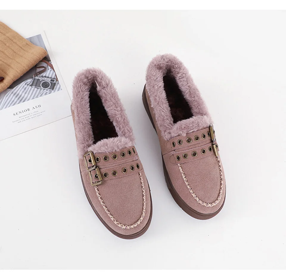 Malemonkey/Size35-40; зимняя теплая и утолщенная модная женская обувь на плоской подошве; слипоны