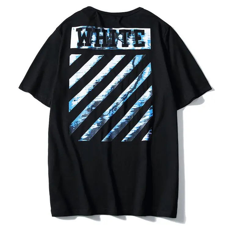 Морской спрей косая полоска 19SS Off-White OW для мужчин и женщин, унисекс, пара влюбленных моделей, Модная хлопковая футболка с круглым вырезом и коротким рукавом