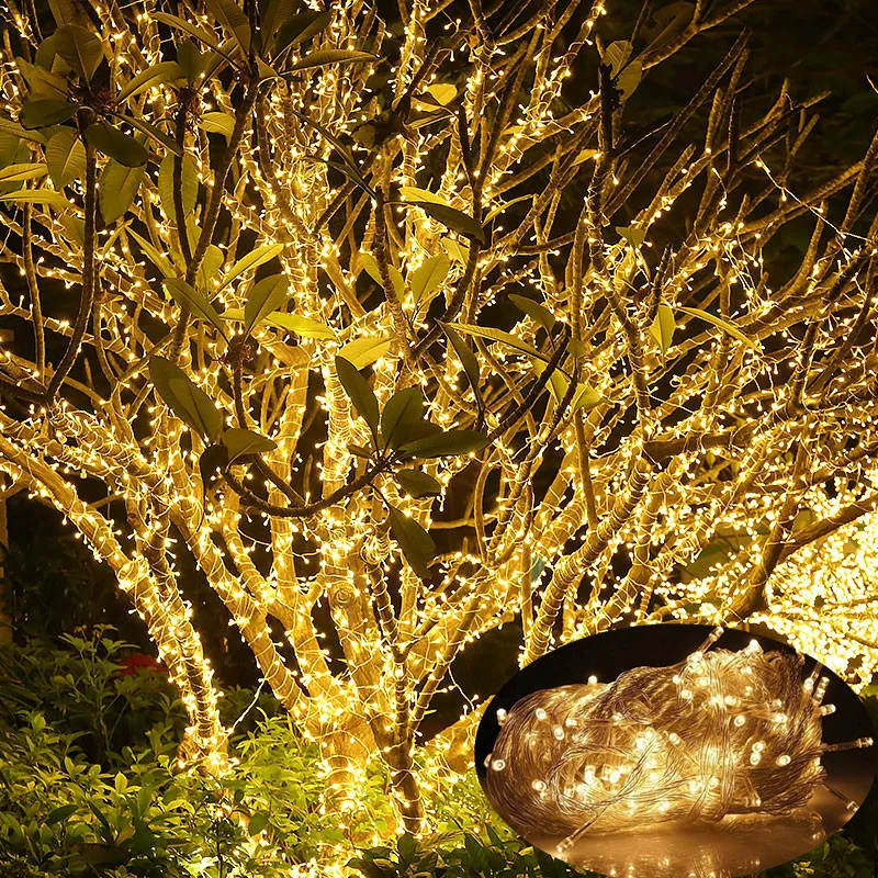 Светодиодный Праздничный Рождественский светильник 220 В, для улицы, 100 м, 50 м, 30 м, 20 м, 10 м, светодиодный гирлянда для украшения, вечерние, праздничные, Свадебные гирлянды
