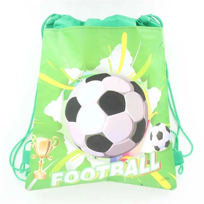 12 шт. школьный рюкзак с принтом в виде футбола, сумка на шнурке, школьная сумка с рисунком для мальчиков, дорожная сумка для хранения - Цвет: Зеленый