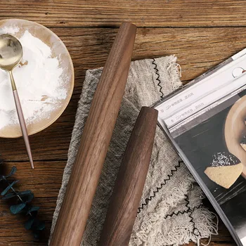 

DIY Cooking Dumpling Wrapper Flat Pointed Head Pastry Black Walnut Household Noodles Rolling Pin Smooth Surface Kitchen Tools