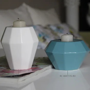 

Modern Simple Ceramic Creativity Candle Holders Geometric Art Small Fashion Candelabra Gifts Porta Velas Home Decoration EC50ZT