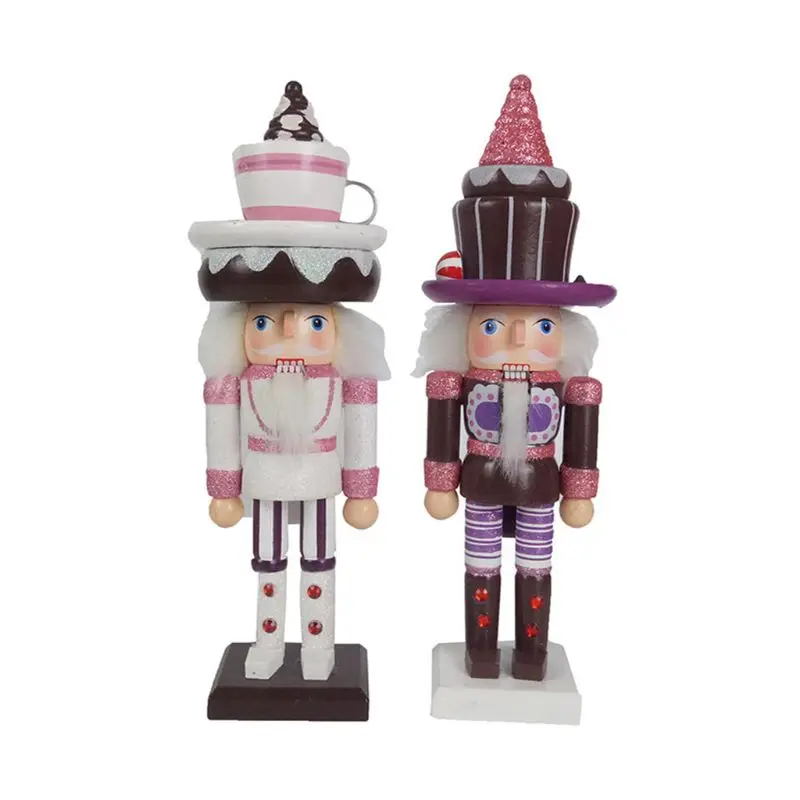 

Wooden Cake Shape Nutcracker Doll Soldier Miniature Figurines Vintage Handcraft Puppet New Year Christmas Ornaments