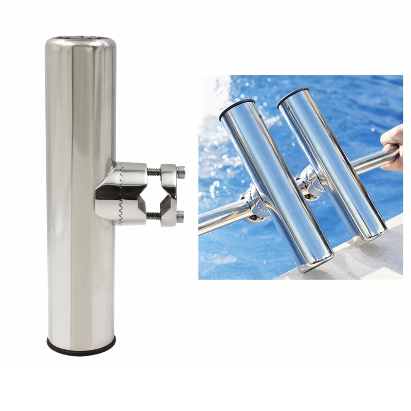 Fish Rod Holder Marine Stainless Steel Clamp On Fishing Rod Holder Adjustable Boat Fishing Tackle