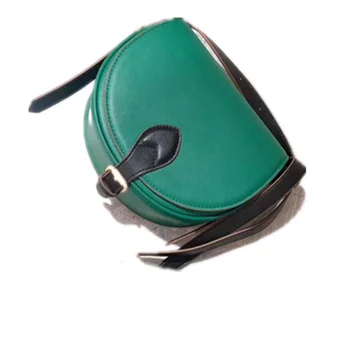 

Coated Cowhide Leather Women Bag 2020 new fashion saddle bag Matching Color wide shoulder Single Shoulder Messenger Bag