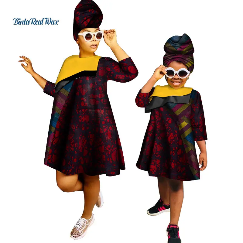 African Clothes Ankara Print Dresses for Women Girls Bazin Riche Mom and Daughter Clothes Dashiki African Design Clothing WYQ266