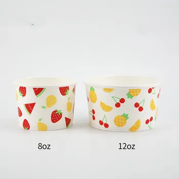 

50pcs High quality 8oz 260ml/12oz 410ml packaging paper bowl kitchen DIY food fruit salad cup party ice cream cake dessert cup