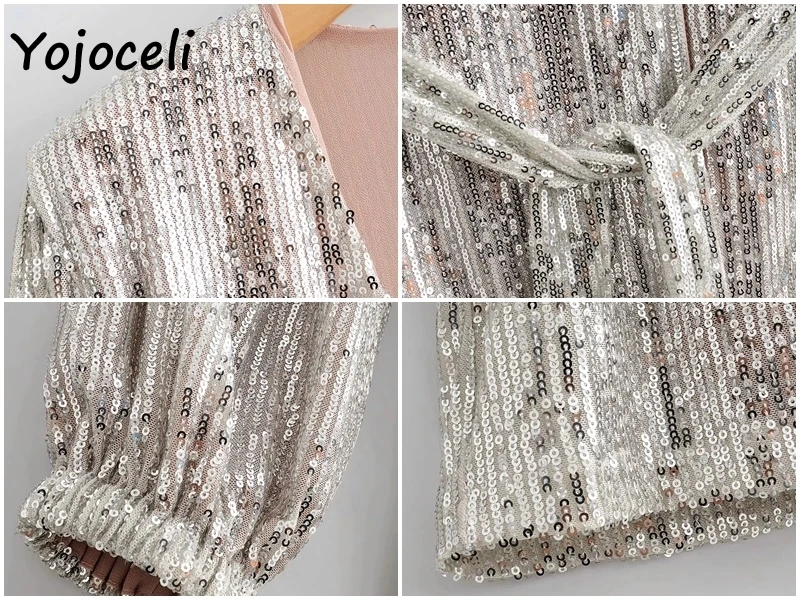 Yojoceli, сексуальное женское платье с v-образным вырезом, с блестками, вечерние, Клубные, с бантом, мини-платье, шикарное, с блестками, платье на день рождения
