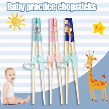 

Children Chopsticks Training Helper Learning Trainers Cartoon Cat Fun Chopsticks For Kids Tableware Dinner Eat Learning Portable