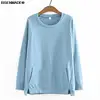 Women Clothing Hoodies & Sweatshirts Plus Size 2021 Autumn New Loose Casual Round Collar Big Pocket Raglan Sleeve Split Tops 838