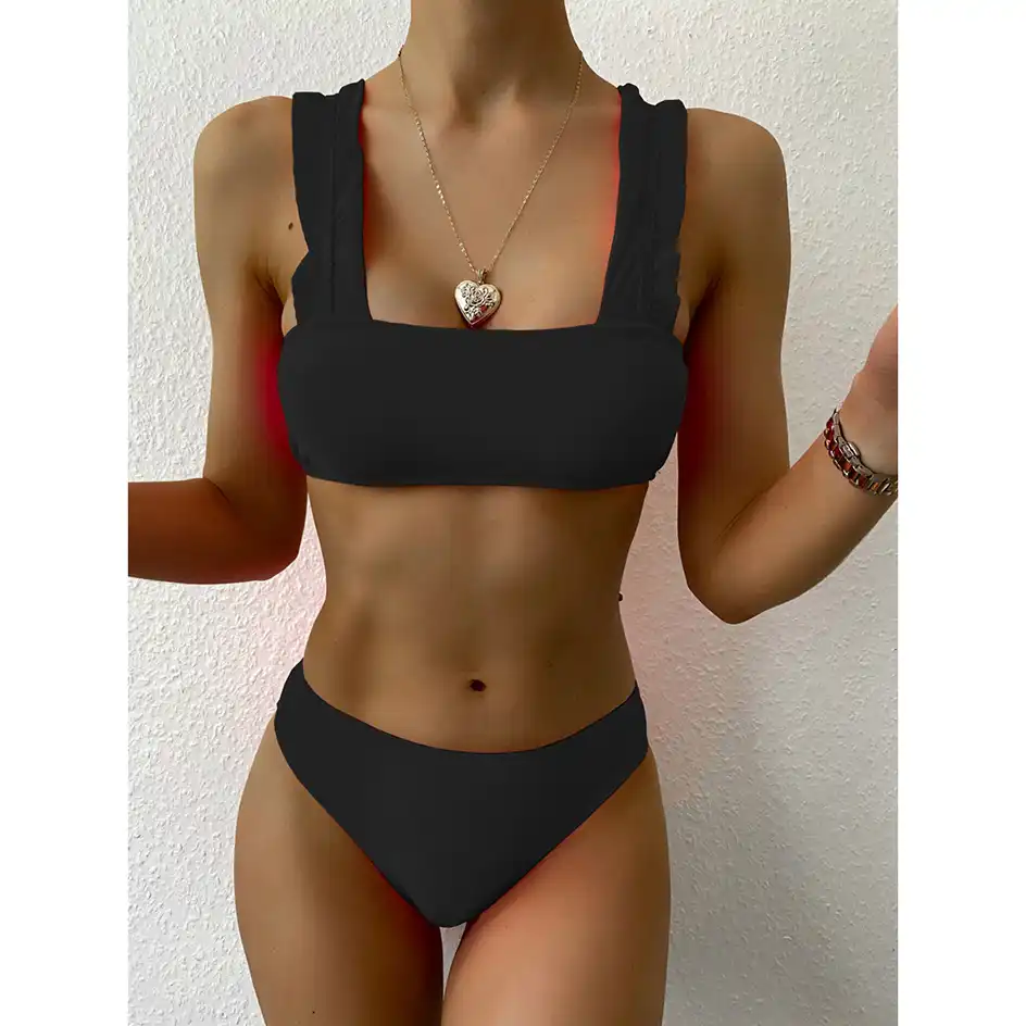 black bandeau bikini set