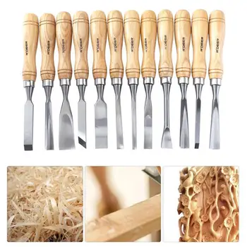 

12Pcs/Set Wood Carving Chisel Set Professional Woodworking Hand Cutter Tools Gouges Steel DIY Woodcut Working