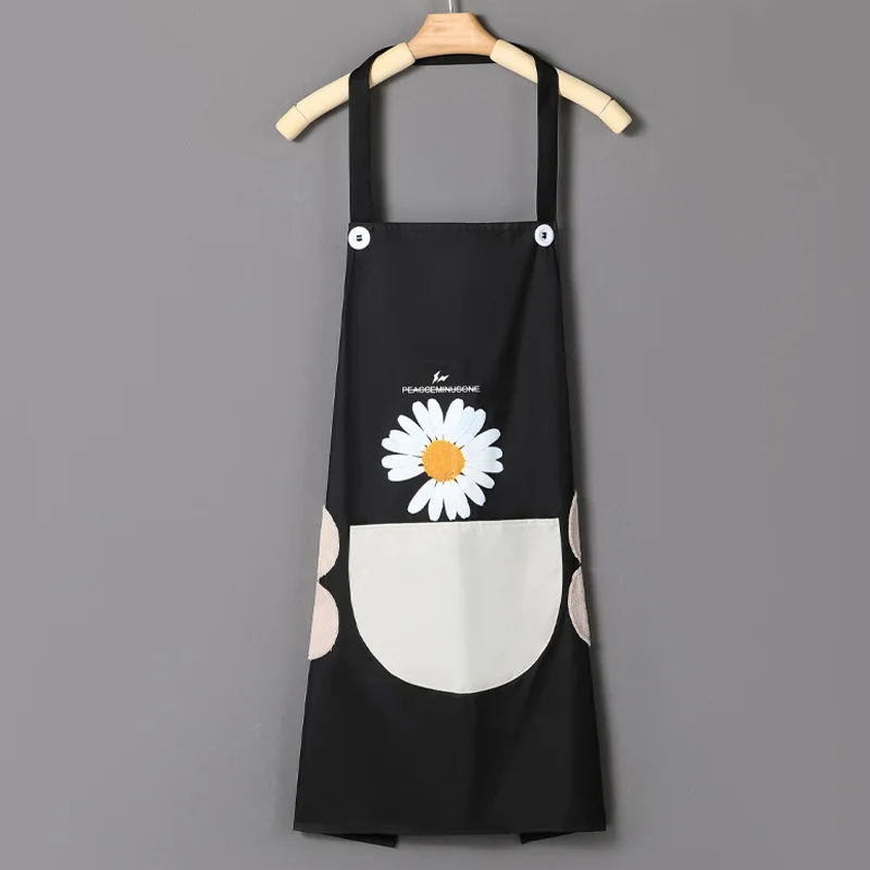 Apron Daisy Theme Wipe Hands Waterproof Pinafore Kitchen Supplies Kitchen Tools Gifts Presents Fashion Women Sleeveless Apron