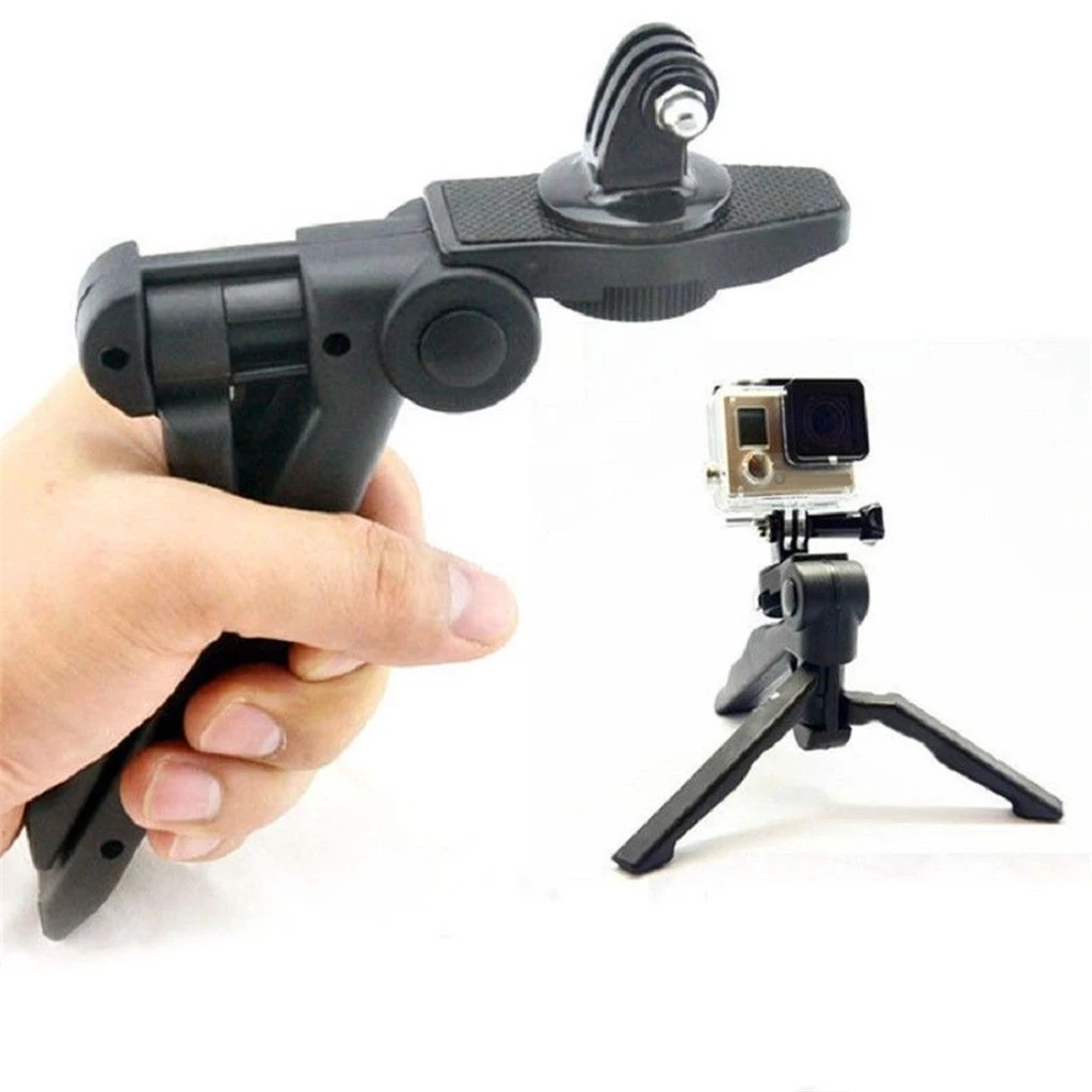 2 IN 1 Portable Mini Hand Grip Folding Tripod Stand for Gopro Hero 2 3 3+ 4 with 90 Degree Rotation Tabletop Desktop Tripod
