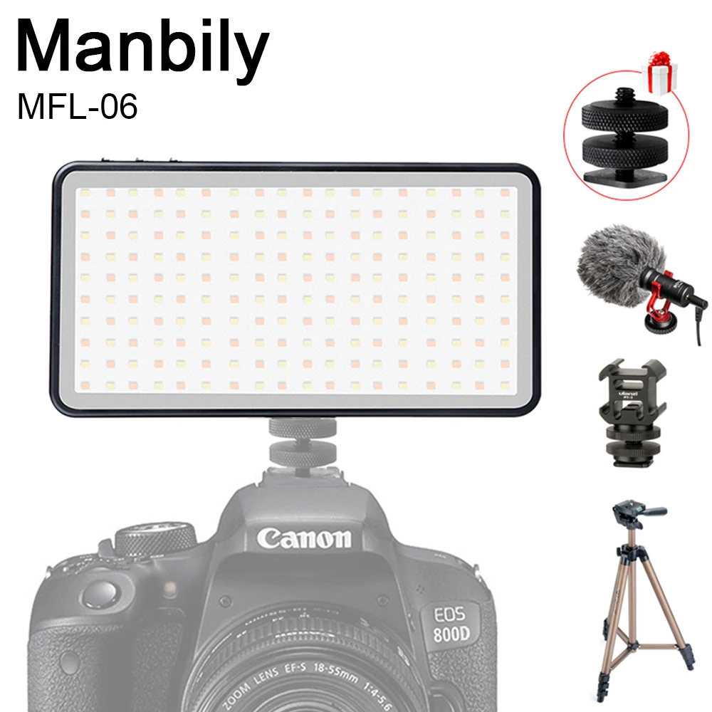  Manbily MFL-06 Photography Lighting Dimmable 180 LED Video Light 4500mAh Rechargable Camera Fill Li - 33045257167