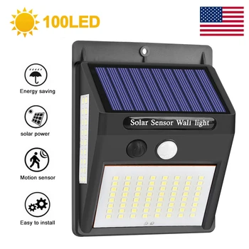 

100LED Outdoor Emergency Wall Light Sunlight Street Garden Lamp Solar Light Waterproof PIR Motion Sensor Security Solar Lamp