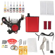 Набор для пирсинга, полный набор для татуировки, машинные иглы, ручка, педаль, пигмент, крючок, линия, инструмент, 90-265 в, набор для роторной татуировки