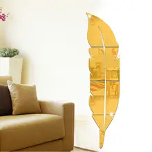 

Creative Removable 3D Acrylic Long Feather Wall Mirror Art DIY Sticker Home Shop Decor