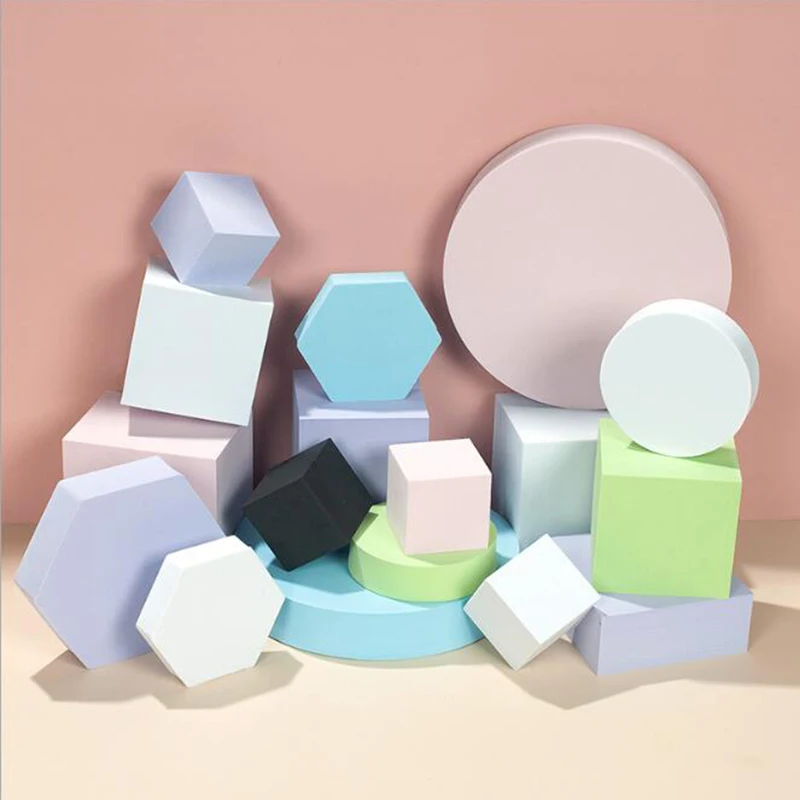 

INS Photography Cube Photo Props Foam Geometric Cube Shooting Props For Photography Backdrops White Black Colo