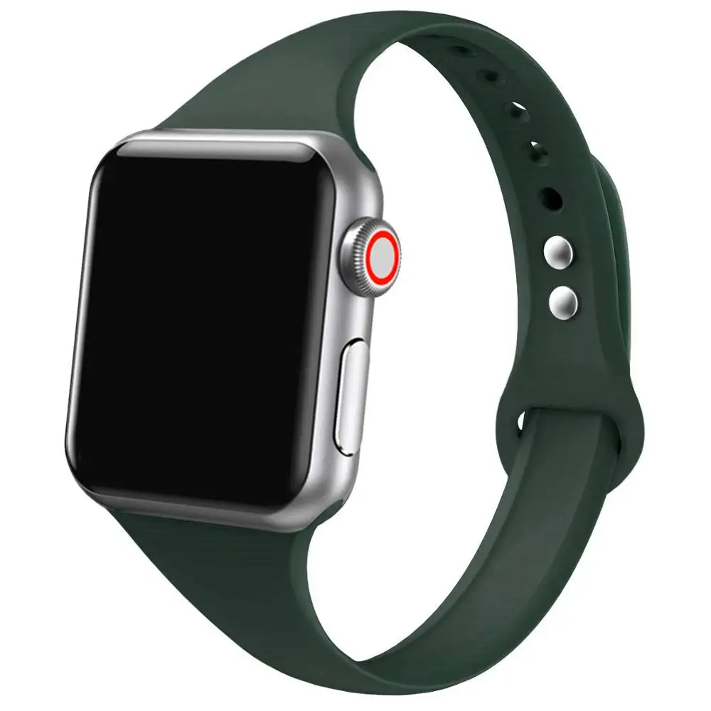 dark olive 5 Ремешок для apple watch, ремешок для apple watch 5, 4, 3, 2, iWatch, ремешок 42 мм, correa, 38 мм, 44 мм, 40 мм, силиконовый браслет pulseira, ремешок для часов - Цвет ремешка: dark olive 5
