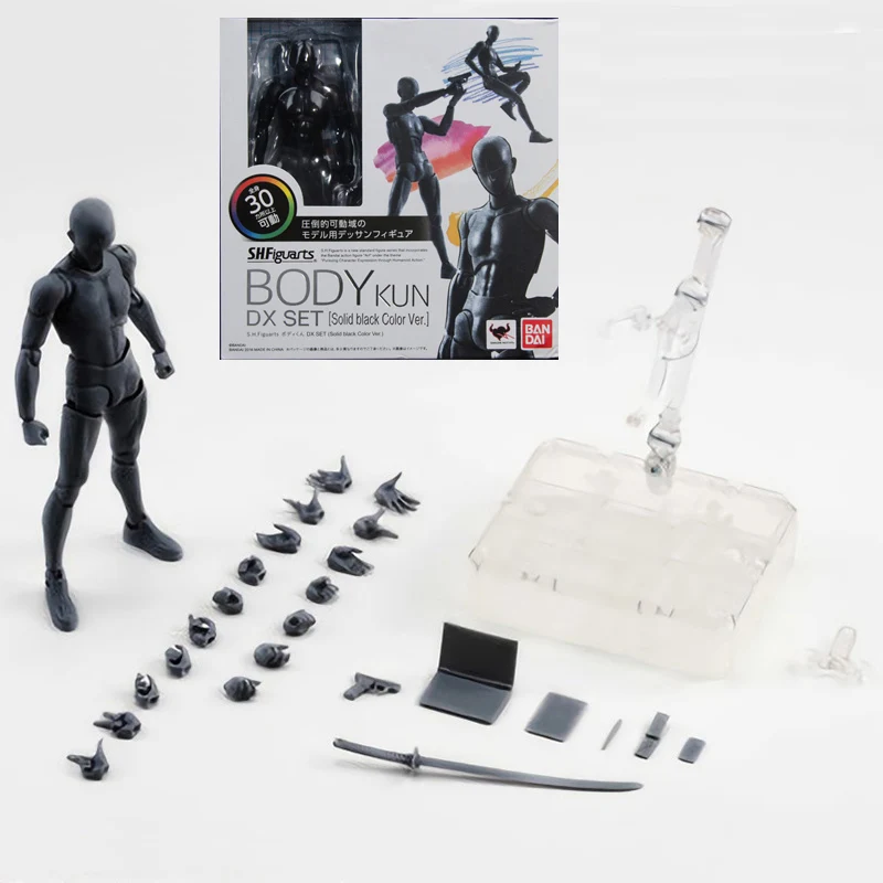 SHFiguarts Body Kun DX набор подвижные фигурки BODY KUN/BODY CHAN серый/оранжевый цвет Ver ПВХ фигурка Коллекционная модель игрушки - Цвет: He Black Deluxe ver