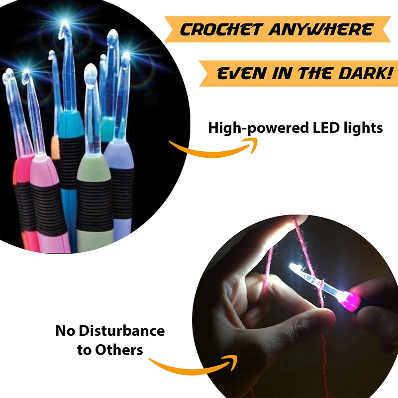 9 шт. 2,5 мм-6,5 мм Led Light Up вязание крючком вязание спицами плетение швейных инструментов аксессуары