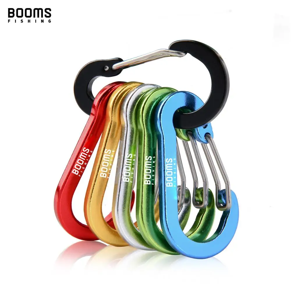 

Booms Fishing CC1 6Pcs Aluminum Alloy Carabiner Keychain Outdoor Camping Climbing Snap Clip Lock Buckle Hook Fishing Tool 6Color