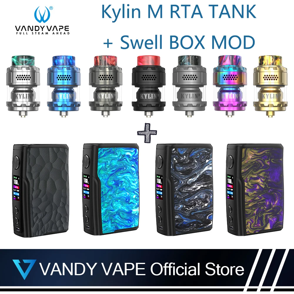 

Original Vandy Vape Kylin M RTA Tank Atomizer with Vandyvape Swell Box Mod Electronic Cigarette Vape KIT