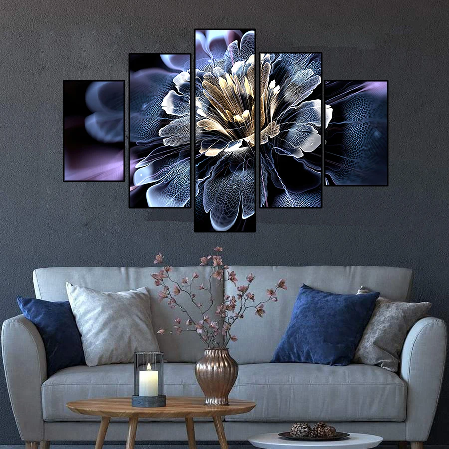 

Five Couplets Dream Purple Flower Wall Art Canvas Painting Posters and Prints Light Luxury Decorative for Home Decor Cuadros