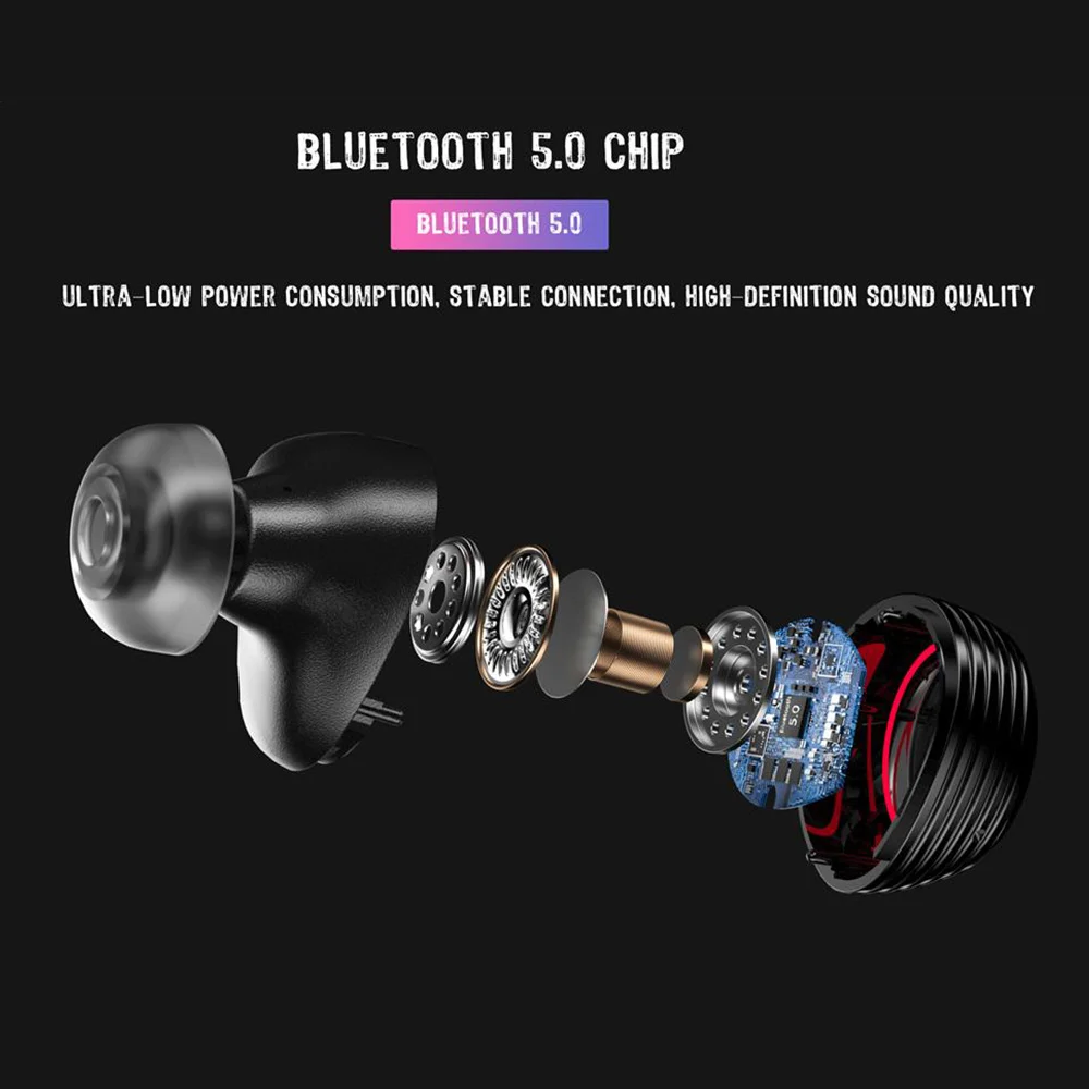 T9 TWS Wireless Earphone Bluetooth 5.0 Earbuds True Stereo Earphones Smart Touch Waterproof with Mic With 6000mAh Charging Box T9 TWS Wireless Earphone Bluetooth 5.0 Earbuds True Stereo Earphones Smart Touch Waterproof with Mic With 6000mAh Charging Box