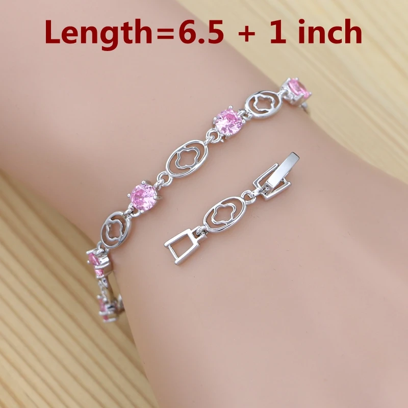 Silver Jewelry Set 925 Silver for Bride Earrings Open Ring Pendant Chain Bracelet Set