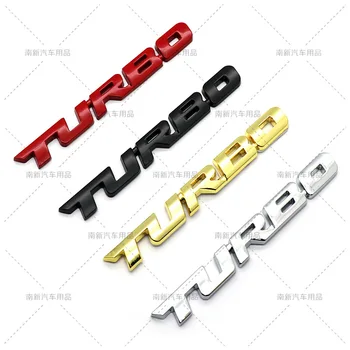 

100pcs 9.7CM metal TURBO car stickers decalsbadge emblem 3D Turbocharged sports labeltail red black silver gold stiker styling