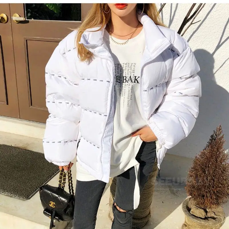 

2019 Winter South Korea Dongdaemun INS Network hong yang Gas Small Lettered Joint Stand Collar Warm down Coat Cotton-padded Clot