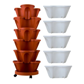 

2Pcs Stackable Three Pedal Pot Basket Container ,Maroon & White