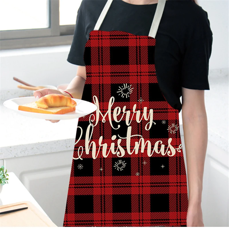 

Adults Apron, Christmas Plaid Sleeveless Apron Cooking Accessories for Women Men Christmas mood kitchen accessories