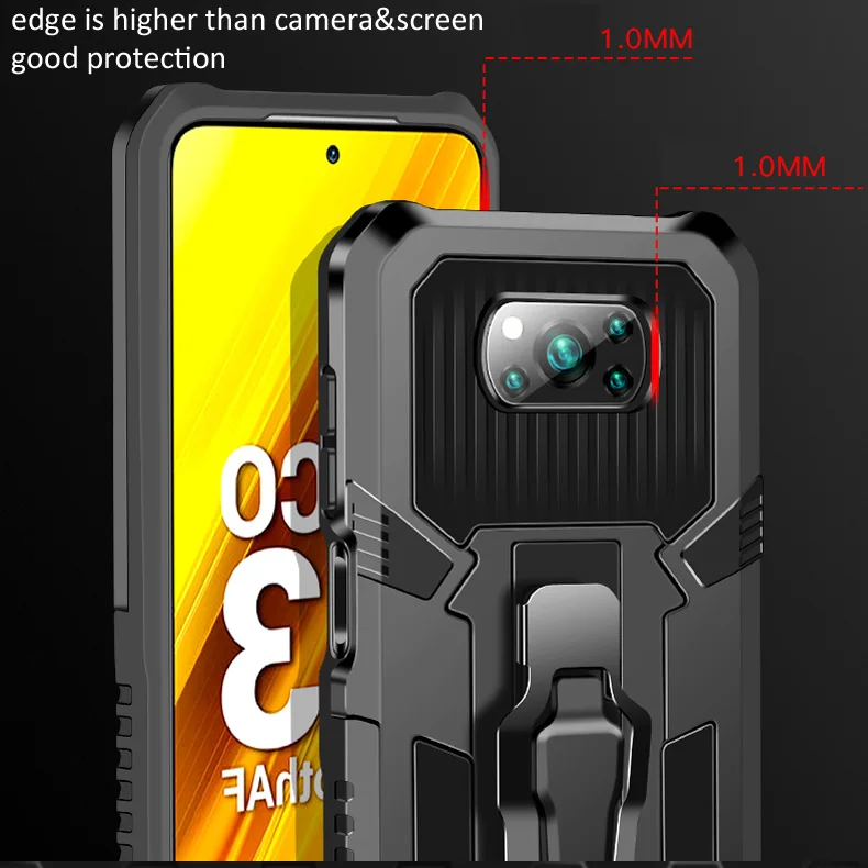 KEYSION Shockproof Armor Case for Xiaomi POCO X3 Pro X3 NFC Stand Phone Cover for Redmi Note 9 Pro 9S 9T 9A 9C 8 Pro 8A 5 6 7A 4