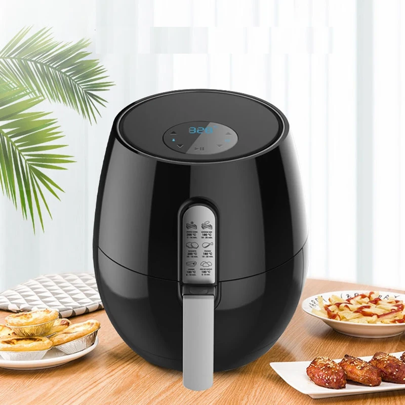  Smart Press Screen Air Fryer Home Oil-Free Degreasing Electric Fries Machine Indoor Grill Black-US  - 4000517368614