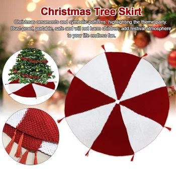 

Acrylic Fibers Aprons Home Decor Soft Folding Dustproof With Tassels Party Christmas Tree Skirt DIY Round Festival Living Room