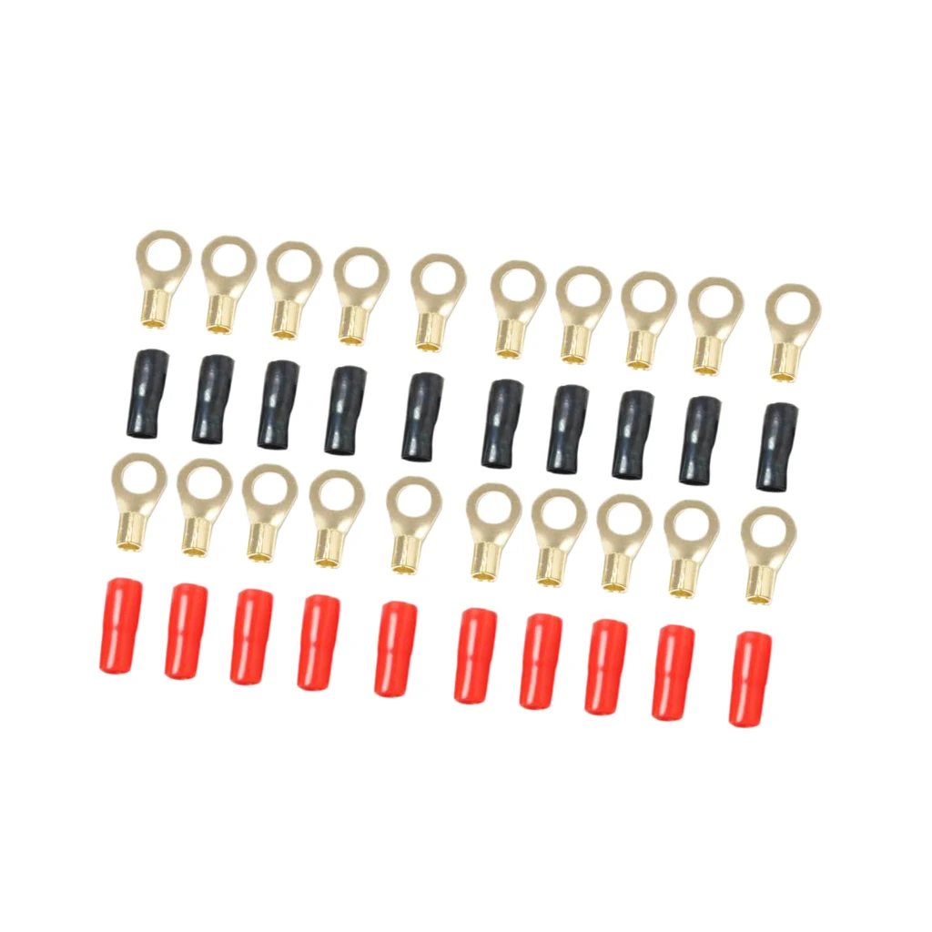 10 Pairs 8 AWG Gauge Ring Terminals Wire Connector Kit Positive