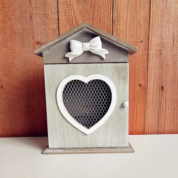 

Wooden Wardrobe Key Storage Organizer Retro Vintage European Style Key Holder With Hanging Hooks Letter Keychain Home Decor