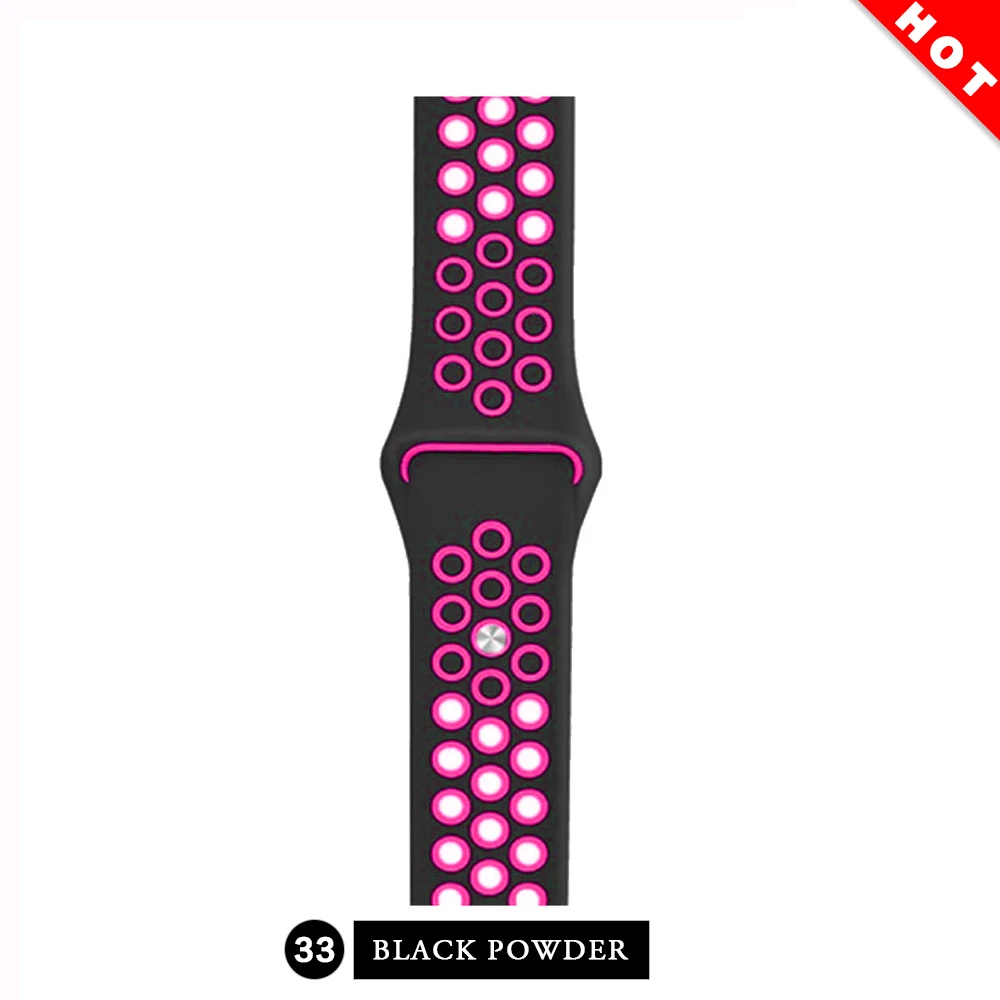 Дышащий силиконовый спортивный ремешок для Apple Watch 4, 3, 2, 1, 42 мм, 38 мм, резиновый ремешок для браслета Nike iwatch 4, 5, 40, 44 мм - Цвет ремешка: Black with purple