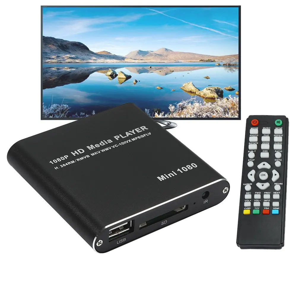 Мини HDD медиаплеер хост 1080P Full HD tv Box USB внешний мультимедийный плеер кардридер HDMI MKV AVI H.264 RMVB WMV MMC