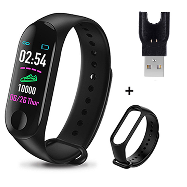 Plus Bluetooth-compatible Smart Watch Heart Rate Blood Pressure Health Wristband IP65 Waterproof Fitness Tracker Watch M3